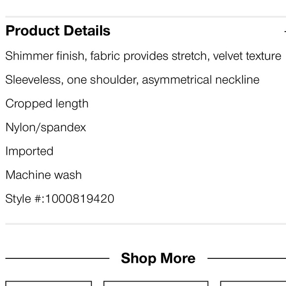 NWT, SUSANA MONACO, Velvet Shimmer One Shoulder Crop Top - Picture 3 of 3